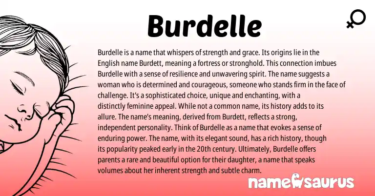 Infographic about Burdelle name meaning, Burdelle is a name from Other origin(s).