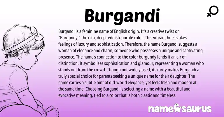Infographic about Burgandi name meaning, Burgandi is a name from English origin(s).