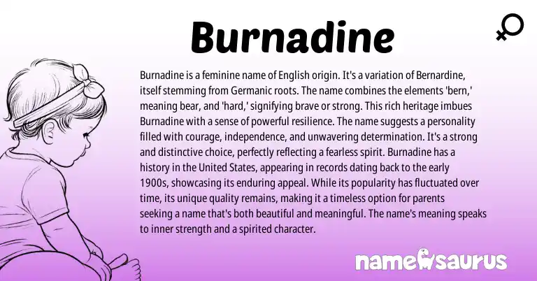 Infographic about Burnadine name meaning, Burnadine is a name from Germanic, English origin(s).