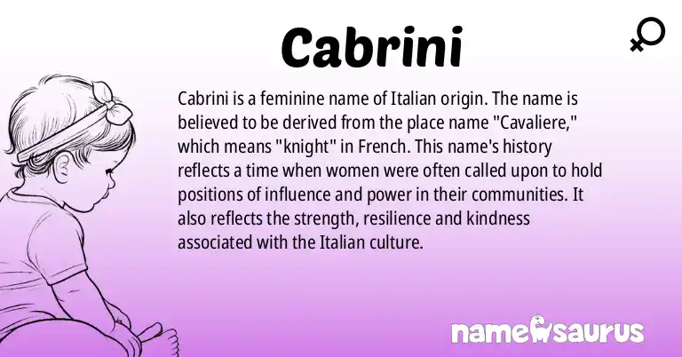 Infographic about Cabrini name meaning, Cabrini is a name from Italian origin(s).