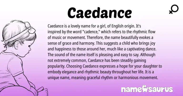 Infographic about Caedance name meaning, Caedance is a name from English origin(s).