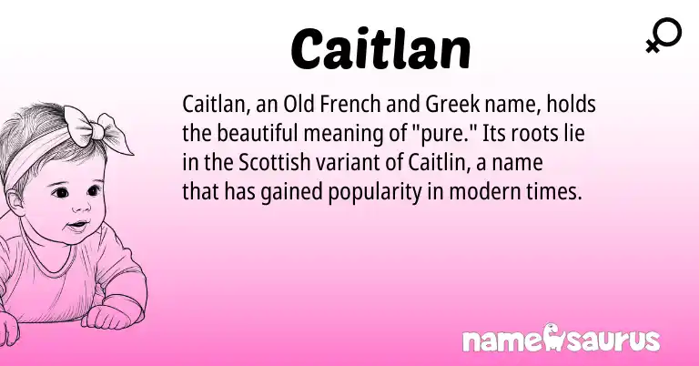 Infographic about Caitlan name meaning, Caitlan is a name from Scottish, Old French, Greek origin(s).