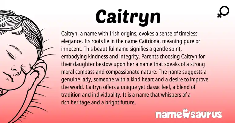 Infographic about Caitryn name meaning, Caitryn is a name from Irish, American origin(s).