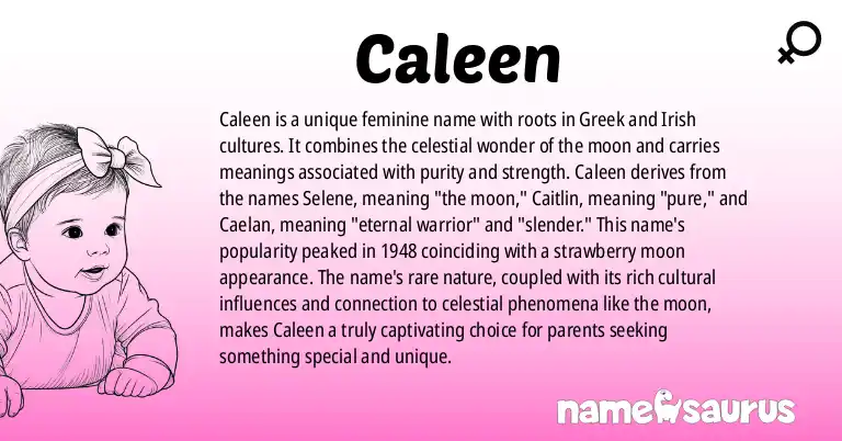 Infographic about Caleen name meaning, Caleen is a name from Greek, Irish origin(s).