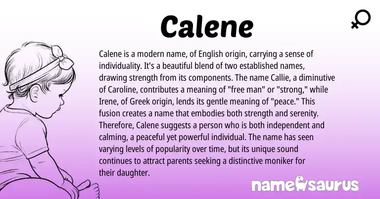 Infographic about Calene name meaning, Calene is a name from Greek origin(s).