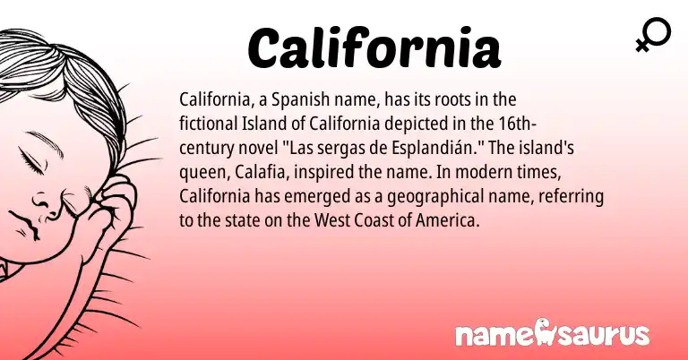 Infographic about California name meaning, California is a name from Spanish origin(s).