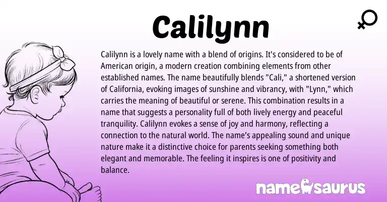 Infographic about Calilynn name meaning, Calilynn is a name from American origin(s).