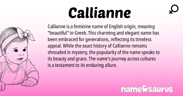 Infographic about Callianne name meaning, Callianne is a name from English origin(s).
