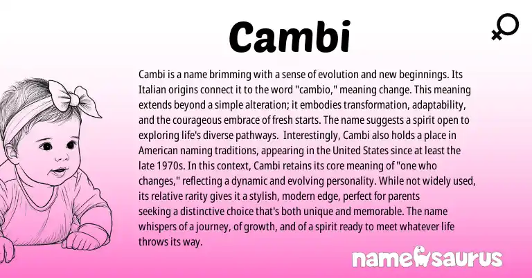 Infographic about Cambi name meaning, Cambi is a name from Italian, English origin(s).