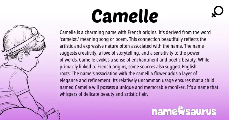 Infographic about Camelle name meaning, Camelle is a name from French origin(s).