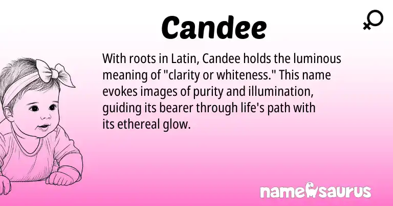 Infographic about Candee name meaning, Candee is a name from Latin origin(s).