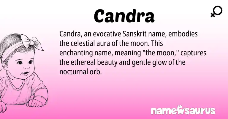 Infographic about Candra name meaning, Candra is a name from Sanskrit origin(s).