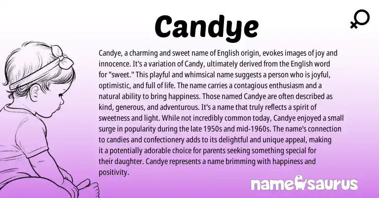 Infographic about Candye name meaning, Candye is a name from English origin(s).
