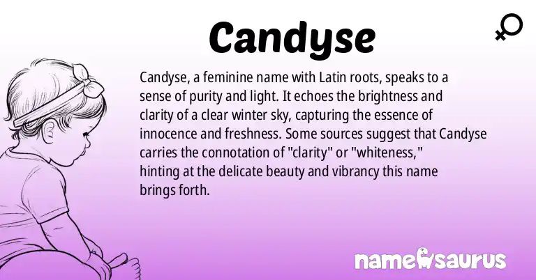 Infographic about Candyse name meaning, Candyse is a name from Latin origin(s).