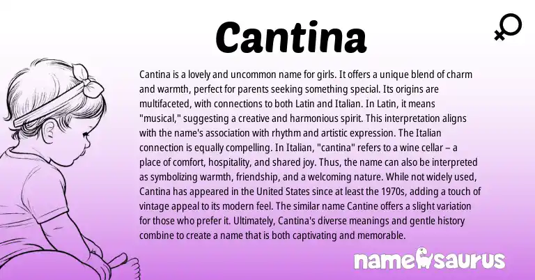Infographic about Cantina name meaning, Cantina is a name from Latin, Italian origin(s).
