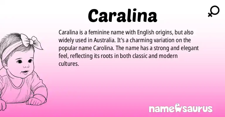 Infographic about Caralina name meaning, Caralina is a name from English (Australian) origin(s).