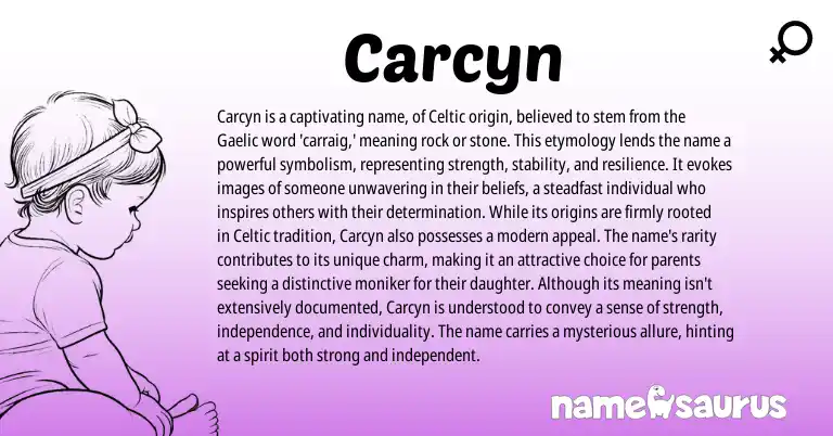 Infographic about Carcyn name meaning, Carcyn is a name from Gaelic, Celtic origin(s).