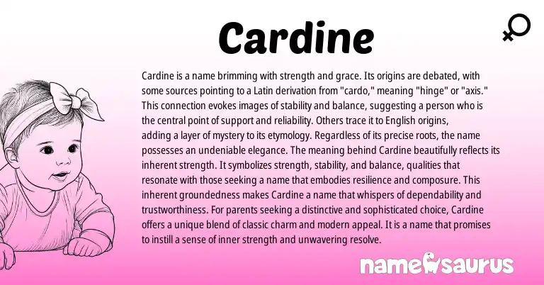 Infographic about Cardine name meaning, Cardine is a name from Latin origin(s).