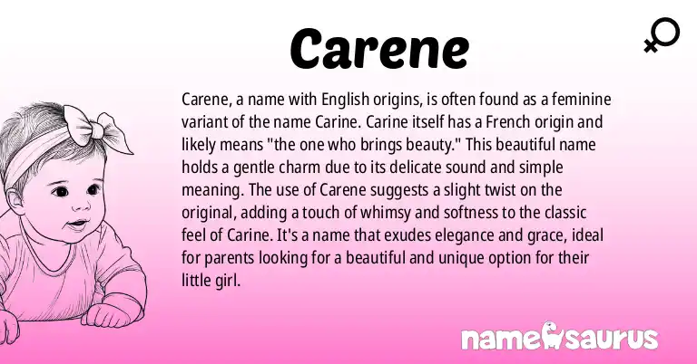 Infographic about Carene name meaning, Carene is a name from English origin(s).