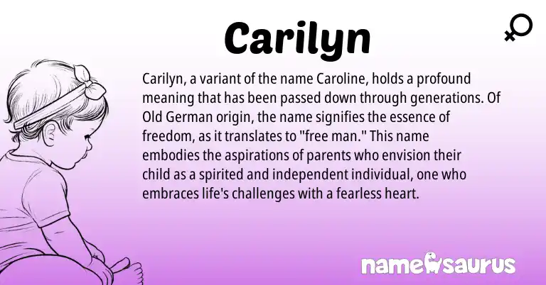 Infographic about Carilyn name meaning, Carilyn is a name from Old German origin(s).