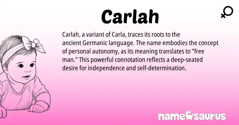 Infographic about Carlah name meaning, Carlah is a name from Germanic origin(s).