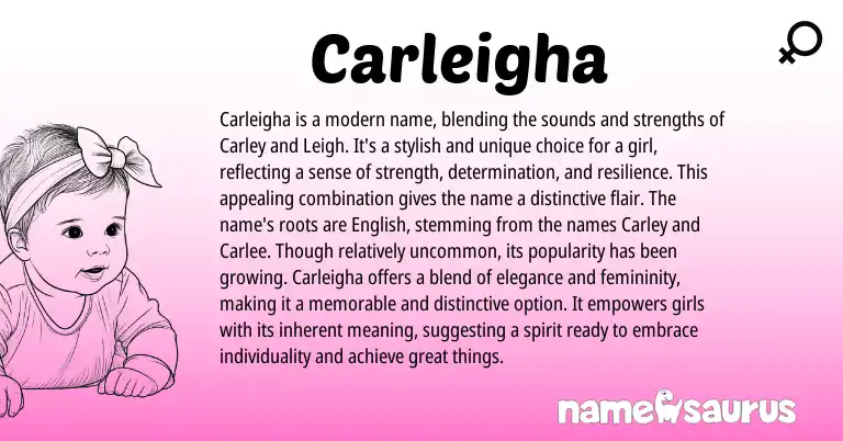 Infographic about Carleigha name meaning, Carleigha is a name from Other origin(s).