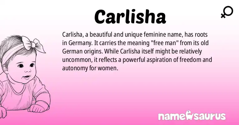 Infographic about Carlisha name meaning, Carlisha is a name from German origin(s).