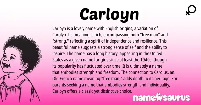 Infographic about Carloyn name meaning, Carloyn is a name from English origin(s).