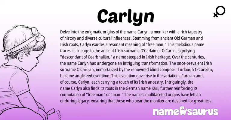 Infographic about Carlyn name meaning, Carlyn is a name from Old German, German, Irish origin(s).