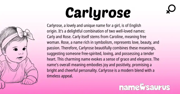 Infographic about Carlyrose name meaning, Carlyrose is a name from Other origin(s).
