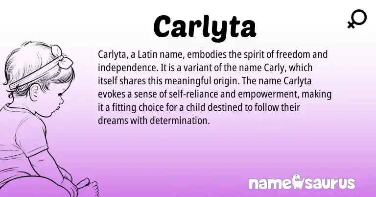 Infographic about Carlyta name meaning, Carlyta is a name from Latin origin(s).