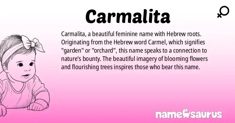 Infographic about Carmalita name meaning, Carmalita is a name from Hebrew origin(s).