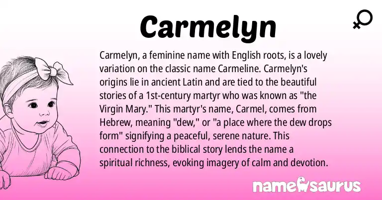 Infographic about Carmelyn name meaning, Carmelyn is a name from English origin(s).
