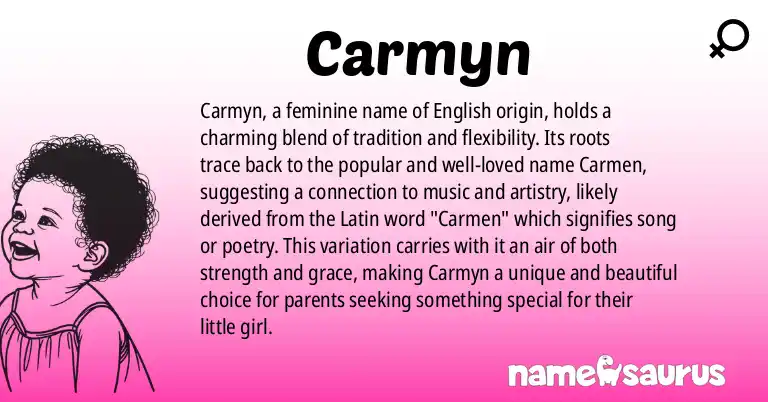 Infographic about Carmyn name meaning, Carmyn is a name from English origin(s).