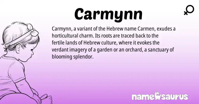 Infographic about Carmynn name meaning, Carmynn is a name from Hebrew origin(s).