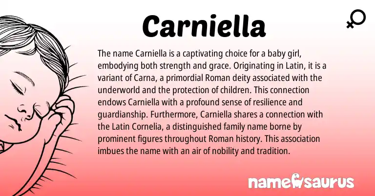 Infographic about Carniella name meaning, Carniella is a name from Roman, Latin origin(s).