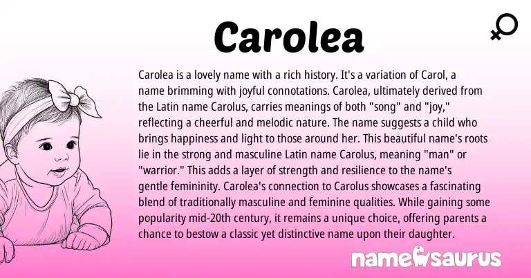 Infographic about Carolea name meaning, Carolea is a name from English origin(s).