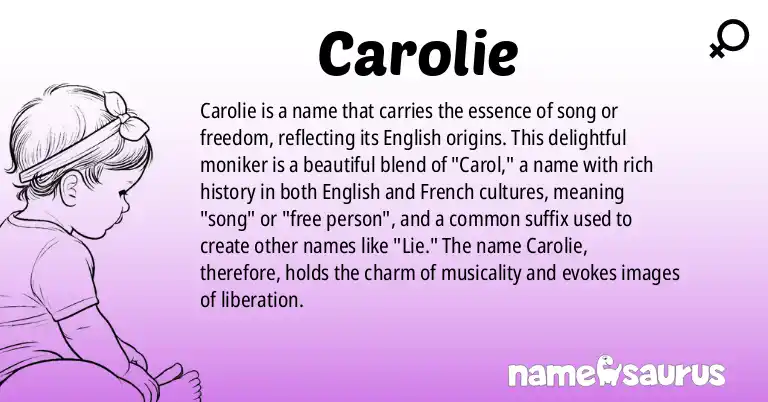 Infographic about Carolie name meaning, Carolie is a name from English origin(s).