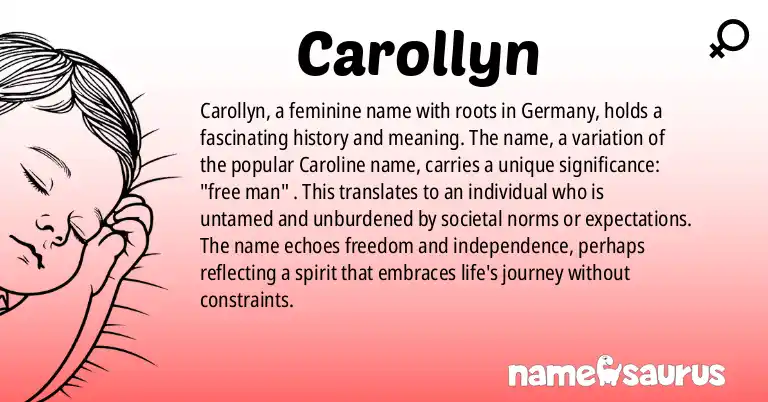 Infographic about Carollyn name meaning, Carollyn is a name from German origin(s).