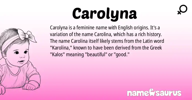 Infographic about Carolyna name meaning, Carolyna is a name from English origin(s).