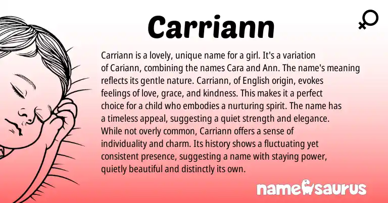 Infographic about Carriann name meaning, Carriann is a name from Other origin(s).
