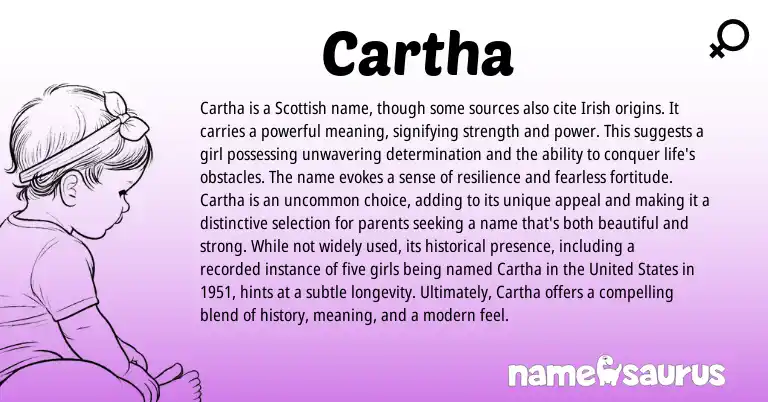 Infographic about Cartha name meaning, Cartha is a name from Scottish origin(s).