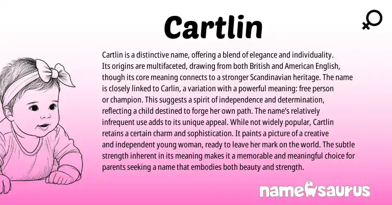 Infographic about Cartlin name meaning, Cartlin is a name from Scandinavian, American origin(s).