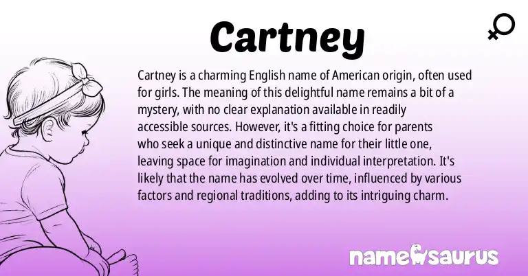 Infographic about Cartney name meaning, Cartney is a name from English (American) origin(s).