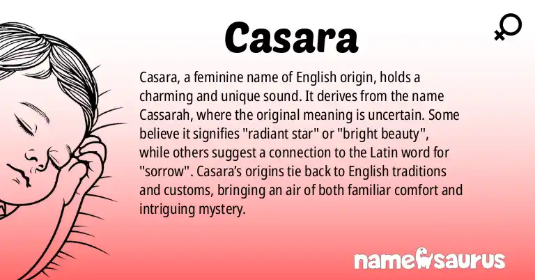 Infographic about Casara name meaning, Casara is a name from English origin(s).