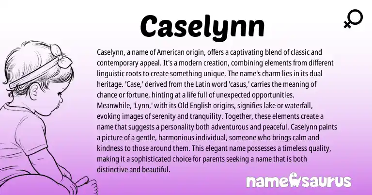 Infographic about Caselynn name meaning, Caselynn is a name from Latin, English origin(s).