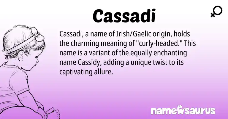 Infographic about Cassadi name meaning, Cassadi is a name from Irish, Gaelic origin(s).