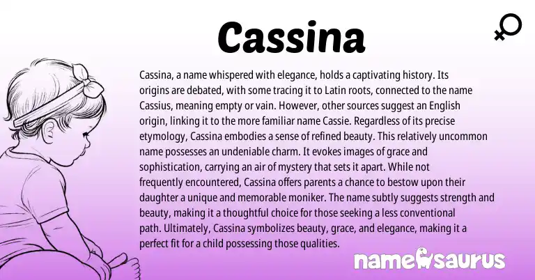 Infographic about Cassina name meaning, Cassina is a name from Latin, Italian origin(s).