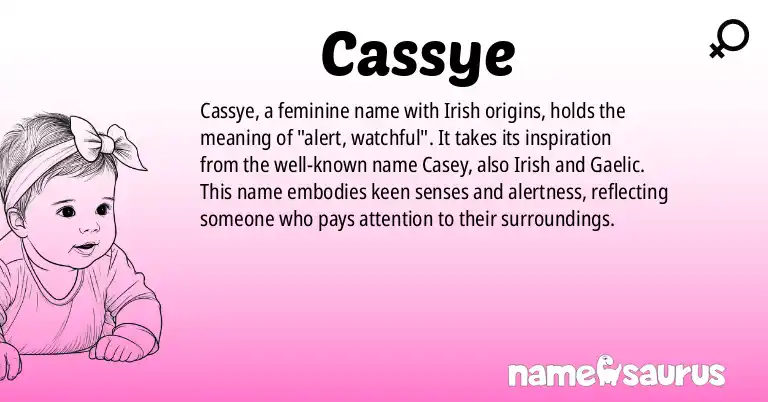 Infographic about Cassye name meaning, Cassye is a name from Irish origin(s).