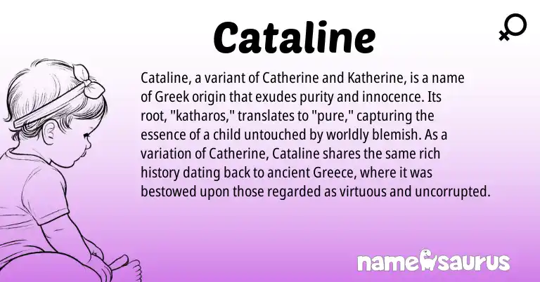 Infographic about Cataline name meaning, Cataline is a name from Greece, Greek origin(s).